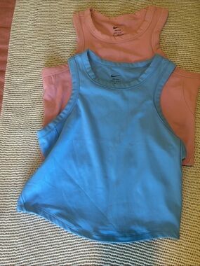 NWOT Nike Women’s Dri-Fit Pink and Blue Cropped Tank Tops - 2 Pack